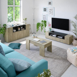 MUEBLE TV CON 4 PUERTAS 36X138X42CM GRIS ANTRACITA R ALASKA MOMI