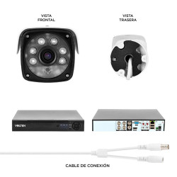 KIT CAMARAS DE SEGURIDAD AHD TIPO BULLET DVR 5MP VOLTEN