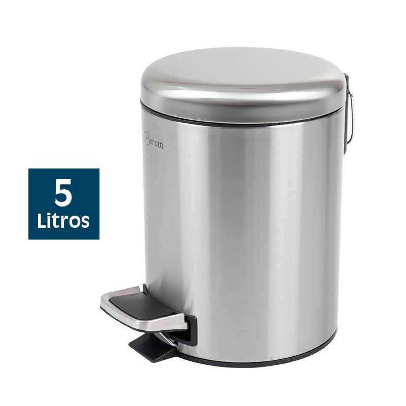 PAPELERA DE BANO INOX 5 LITROS ACABADO BRILLO BENOTTI