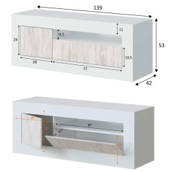 MUEBLE TV CON 2 PUERTAS 53X139X42CM BL VELHO BL ARTIK MOMI