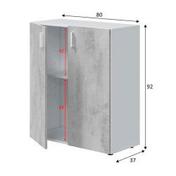 ARMARIO MULTIUSOS BAJO 92X80X37CM BL ARTIK CEMENTO MOMI