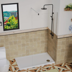 MAMPARA DUCHA PANEL 1 HOJA CRISTAL FIJO SERIE MIAMI BENOTTI 195X80CM 8MM