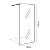 MAMPARA DUCHA PANEL 1 HOJA CRISTAL FIJO SERIE MIAMI BENOTTI 195X70CM 8MM