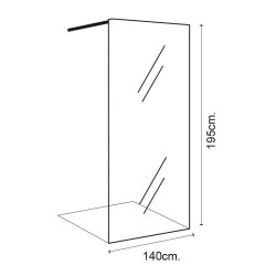 MAMPARA DUCHA PANEL 1 HOJA CRISTAL FIJO SERIE MIAMI BENOTTI 195X140CM 8MM