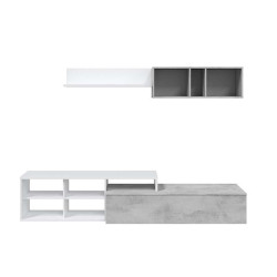 MODULO SALON TV CEMENTO BLANCO ARTIK KALI REVERSIBLE MOMI