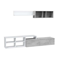 MODULO SALON TV CEMENTO BLANCO ARTIK KALI REVERSIBLE MOMI