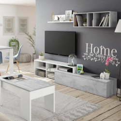 MODULO SALON TV CEMENTO BLANCO ARTIK KALI REVERSIBLE MOMI