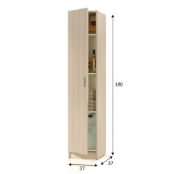 ARMARIO MULTIUSOS CON ESTANTES 1P 180X37X37CM ROBLE MOMI