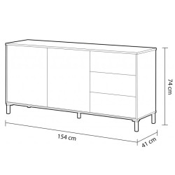 APARADOR BROOKLYN 2 PUERTAS 3 CAJONES 74X154X41CM RCANADIAN MOMI