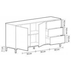 APARADOR BROOKLYN 2 PUERTAS 3 CAJONES 74X154X41CM RCANADIAN MOMI