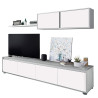 MUEBLE TV CON ESTANTE 6 PUERTAS 1 ESTANTE SUPERIOR BLANCO ARTIK CEMENTO