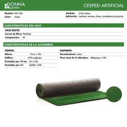 CESPED ARTIFICIAL SERIE JEAN DONNA GARDEN 7MM 2X25MTS
