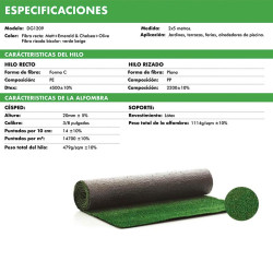 CESPED ARTIFICIAL SERIE DAYTONA DONNA GARDEN 20MM 2X5MTS