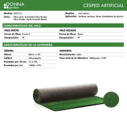CESPED ARTIFICIAL SERIE DAYTONA DONNA GARDEN 40MM 2X5MTS