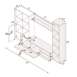 MUEBLE SALON TV 180x240x40CM RNODI BL ARTIK ARTIK OXIDO MOMI