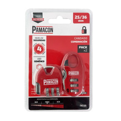 PACK 2 CANDADOS COMBINACION 25 36MM PAMACON