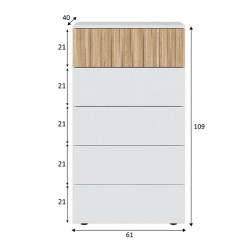COMODA 5 CAJONES 61X109X40CM BL ARTIK NATURE ETHNA MOMI