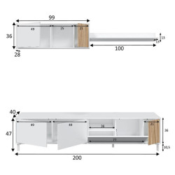 MODULO SALON TV 200X47X40CM BL ARTIK NATUR ETHNA MOMI
