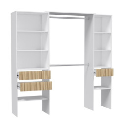 VESTIDOR ARMARIO CON ESTANTERIA 190X187X40CM BLANCO NATURE ETHNA MOMI
