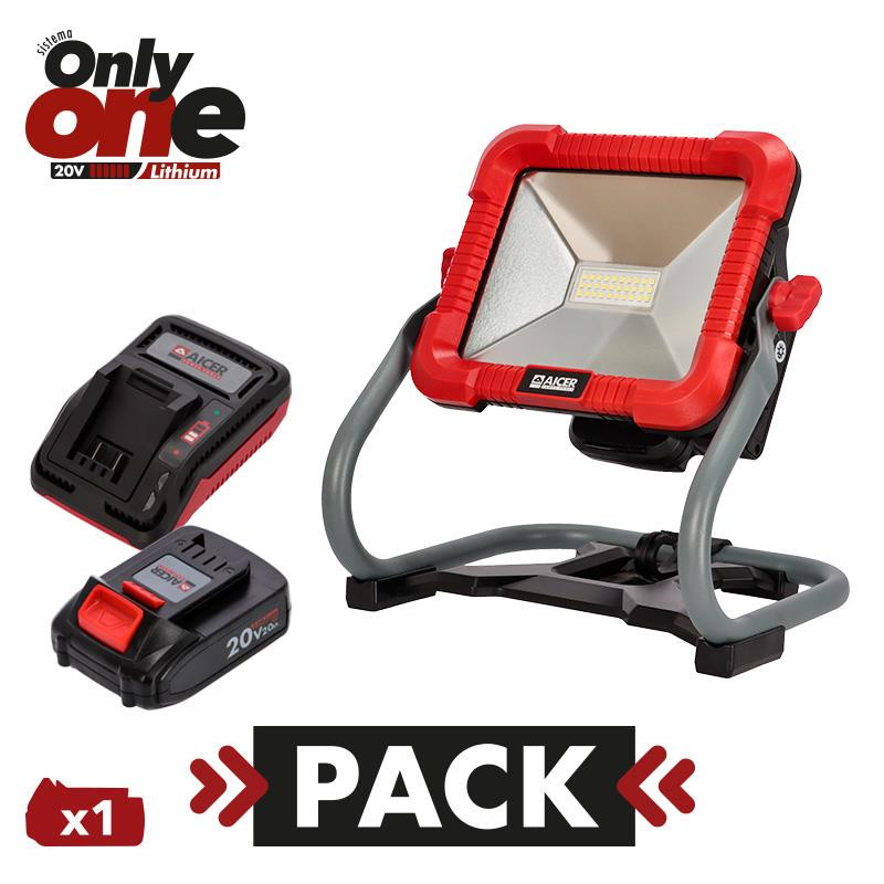 PACK FOCO LED 20V 30W CARGADOR ONLY ONE AICER 1X 20AH