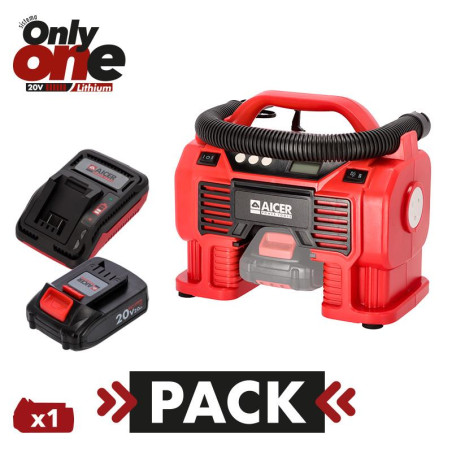 PACK COMPRESOR AIRE 20V CARGADOR ONLY ONE AICER 1X 20AH