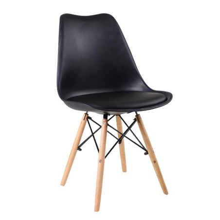 SILLA ESTILO NORDICO 48X53X82CM NEGRA SERIE FINLANDIA MOMI