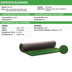 CESPED ARTIFICIAL SERIE CARLIN DONNA GARDEN 40MM 2X5MTS