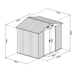 CASETA DE METAL CON PUERTAS CORREDERAS 174x236x206CM 4M2 AIRMEC