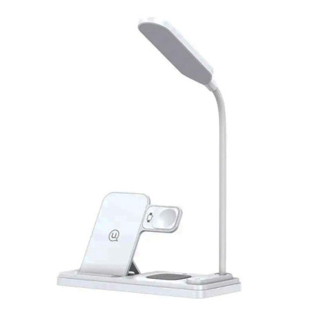 SOPORTE DE CARGA INALAMBRICO 15W CON LAMPARA DE MESA BLANCO USAMS