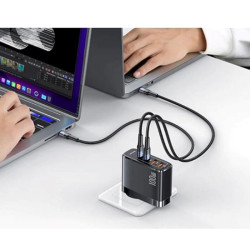 CARGADOR RAPIDO 100W DUAL USB USB C USB A NEGRO USAM