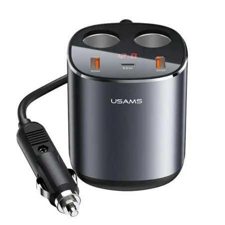 CARGADOR DE COCHE 245W CARGA RAPIDA ENCEDEDOR DE CIGARRILLOS GRIS USAMS