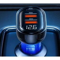 CARGADOR DE COCHE 3 PUERTOS CARGA RAPIDA NEGRO TRANSPARENTE USAMS