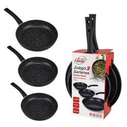 JUEGO DE SARTENES 20 24 28 CM GRANITE STONE LARRYHOUSE