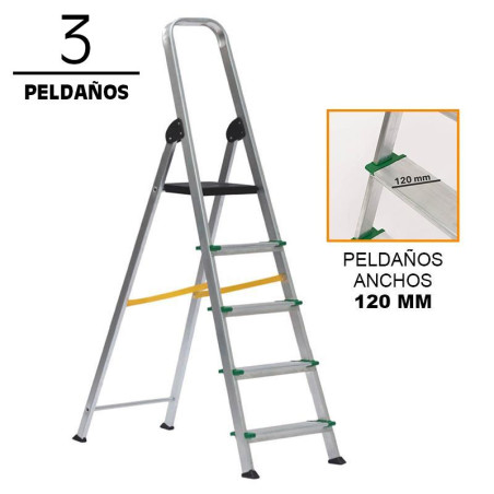 ESCALERA ALUMINIO REFORZADA AIRMEC 3 PELDANOS 120 MM