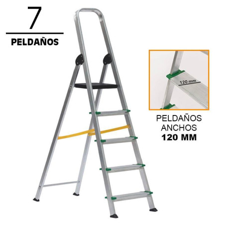 ESCALERA ALUMINIO REFORZADA AIRMEC 7 PELDANOS 120 MM