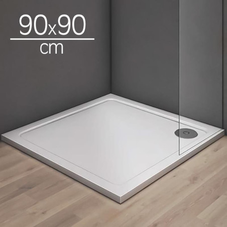 PLATO DUCHA LIGERO CARGA MINERAL BLANCO CUADR BENOTTI 90X90X3CM