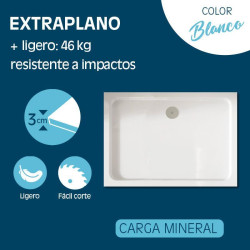 PLATO DUCHA LIGERO CARGA MINERAL BLANCO BENOTTI 160X70X3CM