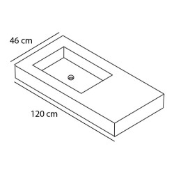 LAVABO SUSPENDIDO CARGA MINERAL 120X46CM SERIE ANETO A LA IZQUIERDA BENOTTI