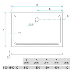 PLATO DUCHA LIGERO CARGA MINERAL BLANCO BENOTTI 180X80X3CM