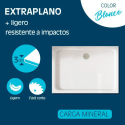 PLATO DUCHA LIGERO CARGA MINERAL BLANCO BENOTTI 180X80X3CM