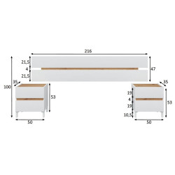CABECERO 2 MESITAS CAJONES 102X255X34 CM BLARTIK RNODI TEMPUS MOMI