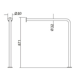 BARRA DE APOYO PARED SUELO INOX 304 BENOTTI 871X795X32CM