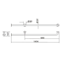 BARRA DE APOYO INOX 304 BENOTTI 1404X32CM