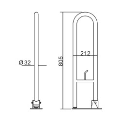 ASA DE BANO ABATIBLE CON PORTAROLLO INOX BENOTTI 805X212X32CM