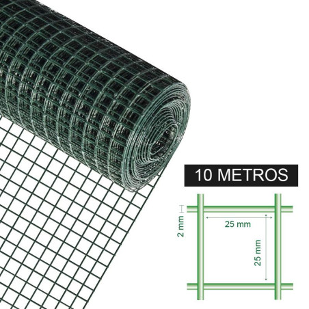 TELA METALICA PLASTIFICADA 25X25X20MM 1X10M DONNA GARDEN
