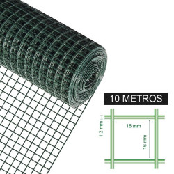 TELA METALICA PLASTIFICADA 16X16X12MM 1X10M DONNA GARDEN