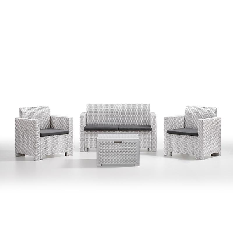 SET DE JARDIN 1 SOFA 2 SILLONES MESA SERIE NEBRASKA 2 WHITE BICA