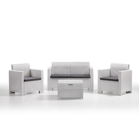 SET DE JARDIN 1 SOFA 2 SILLONES MESA SERIE NEBRASKA 2 WHITE BICA