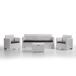 SET DE JARDIN 1 SOFA 2 SILLONES MESA SERIE NEBRASKA 3 WHITE BICA