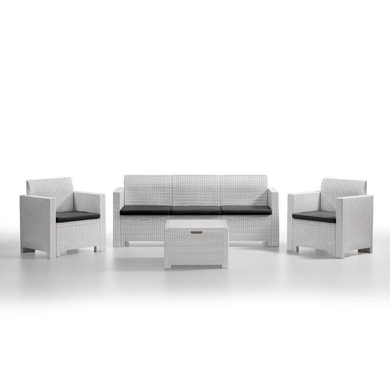 SET DE JARDIN 1 SOFA 2 SILLONES MESA SERIE NEBRASKA 3 WHITE BICA
